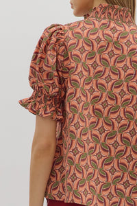 Optical Illusion Top - Terracotta