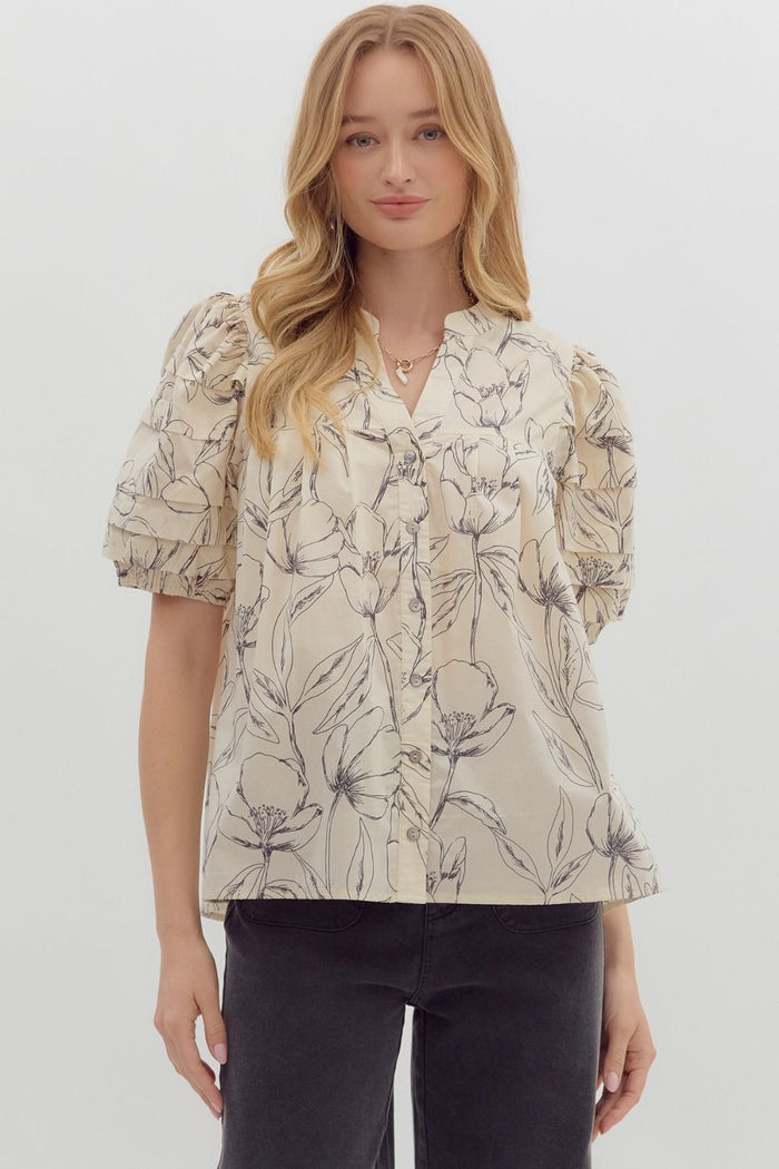 Bloom To New Heights Top - Ecru