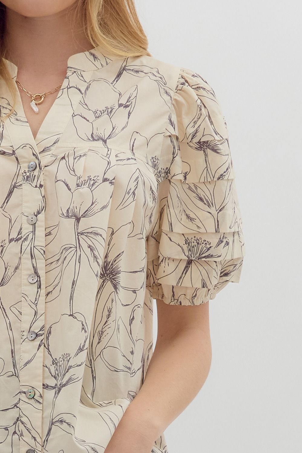 Bloom To New Heights Top - Ecru