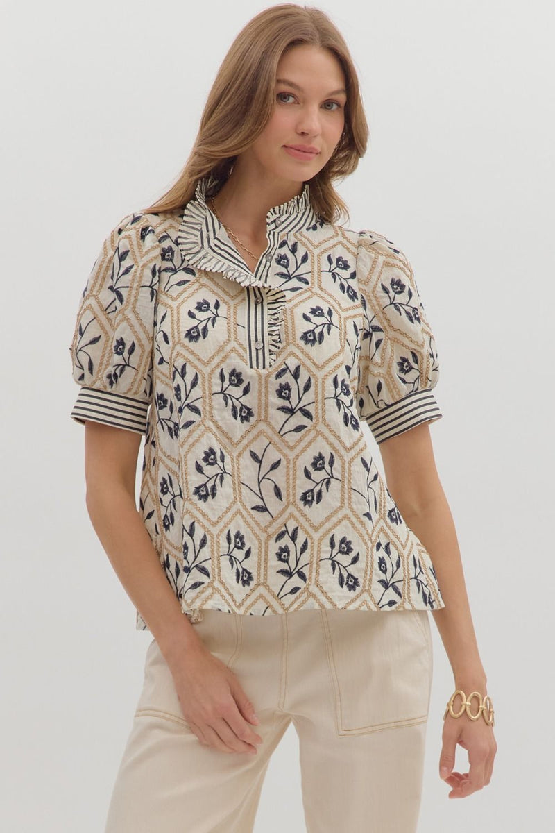 Rustic Stitches Top - Cream