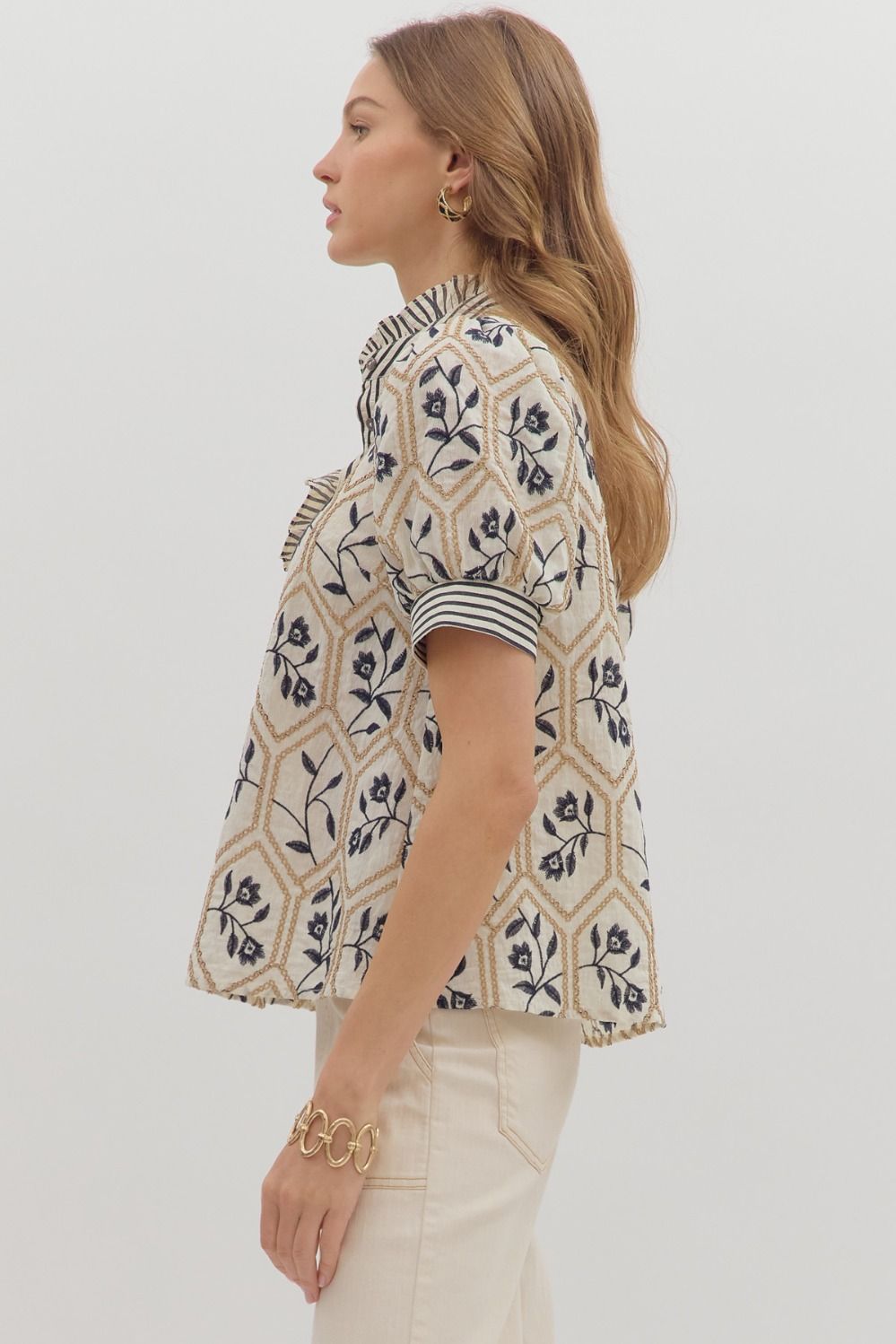 Rustic Stitches Top - Cream