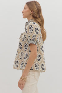 Rustic Stitches Top - Cream