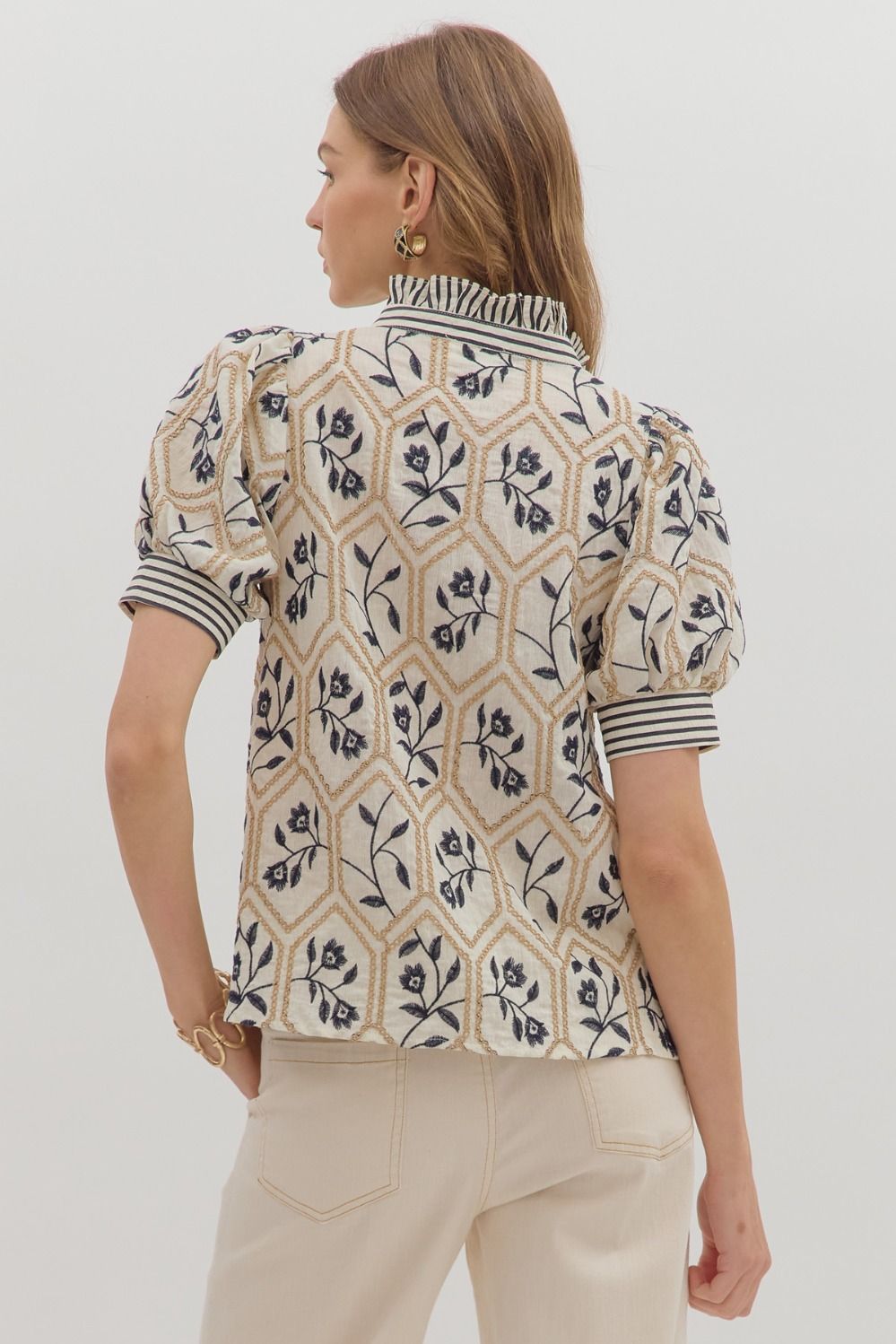 Rustic Stitches Top - Cream