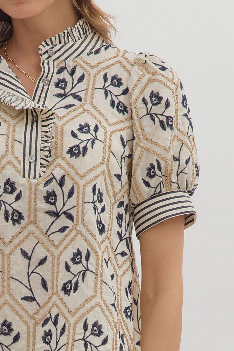 Rustic Stitches Top - Cream