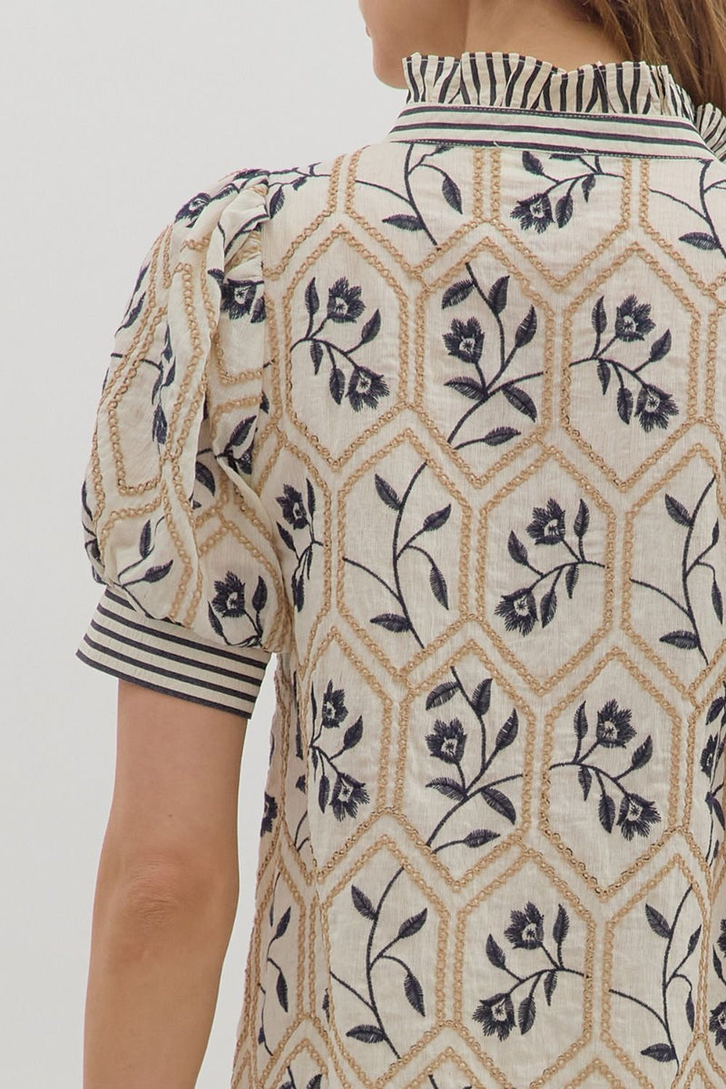 Rustic Stitches Top - Cream