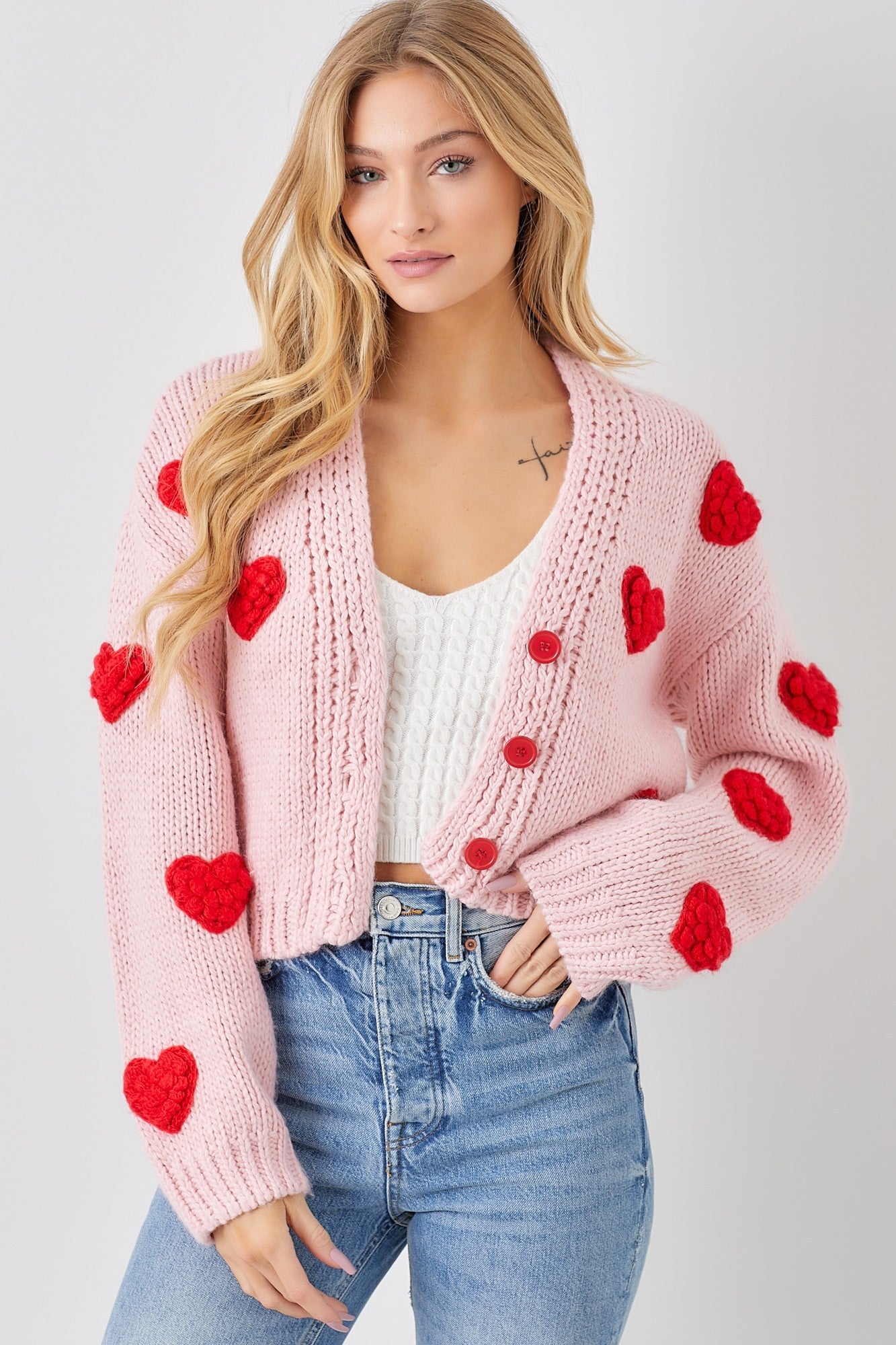 トップス ERNEST W. BAKER Hearts knit cardigan S Ernest W. Baker Pink Floral Cardigan Ernest W. Baker