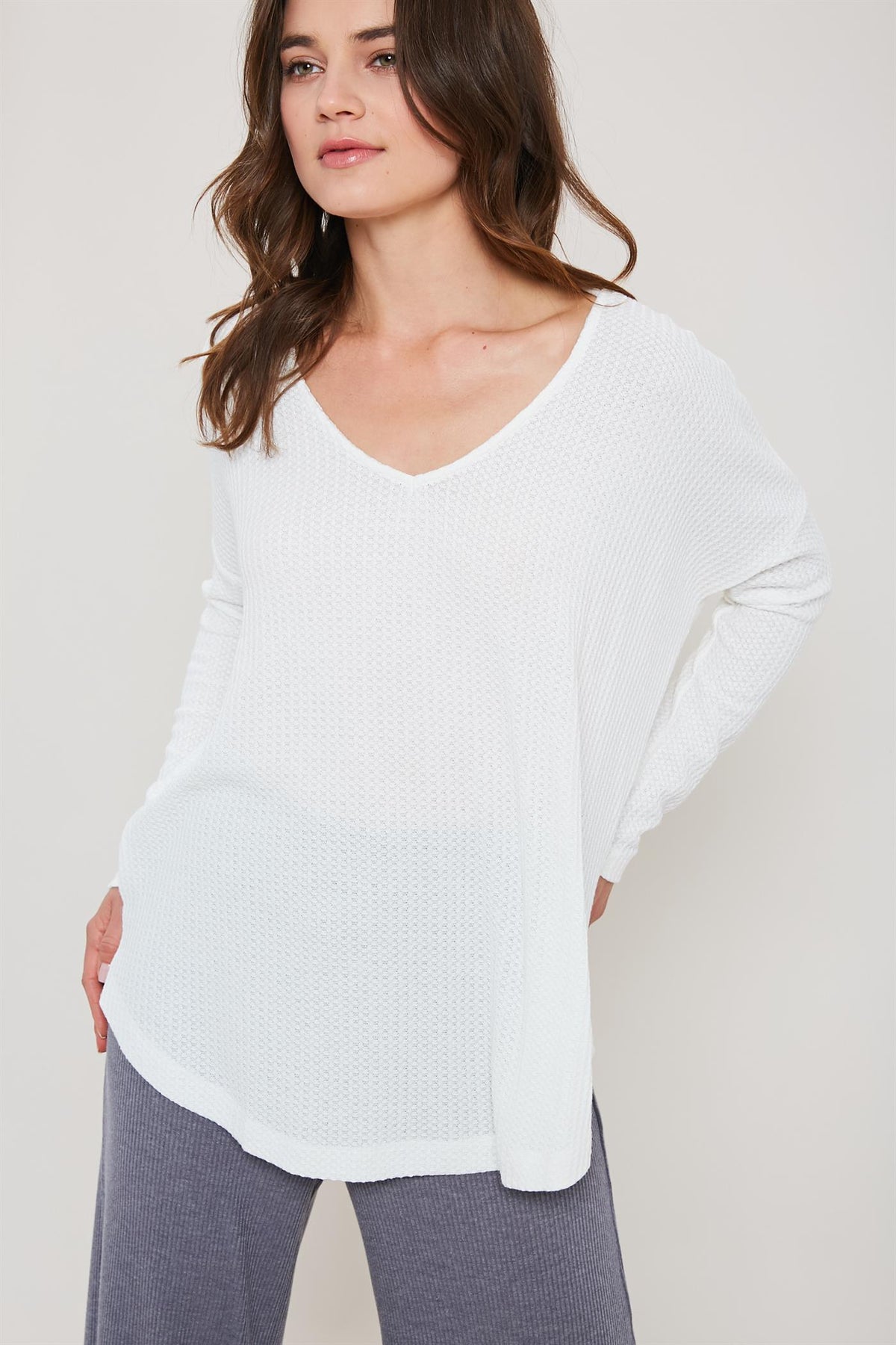 Choose Cozy Waffle Top - Ivory