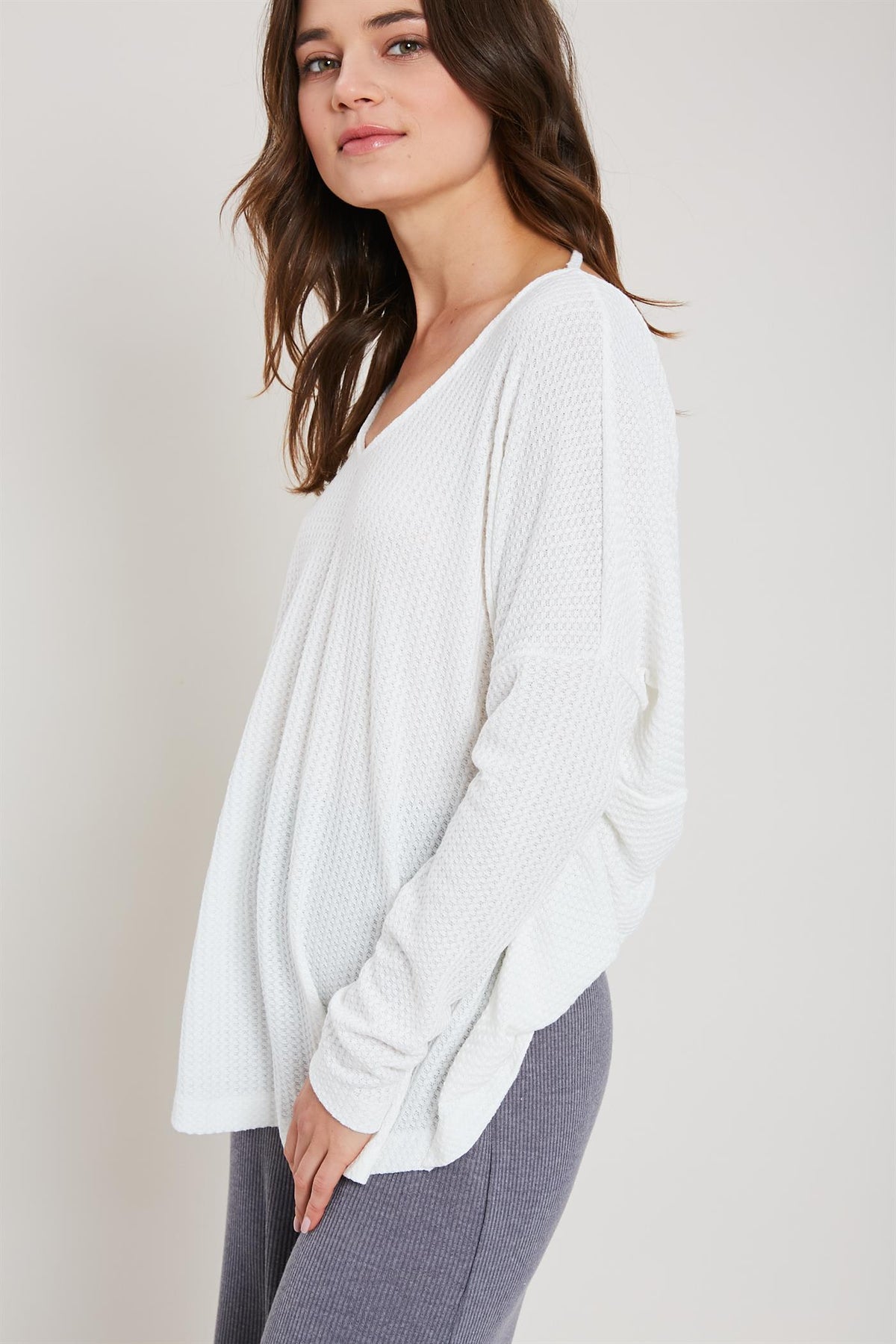 Choose Cozy Waffle Top - Ivory