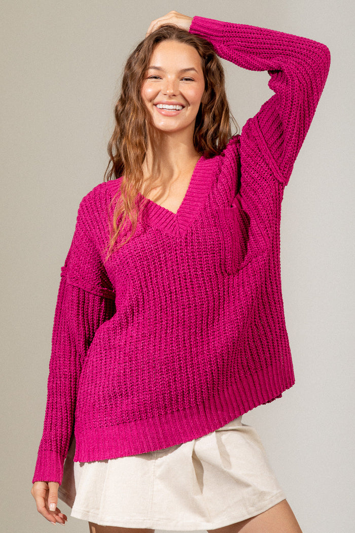 Up The Ante Sweater - Hot Pink
