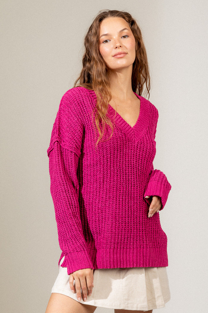 Up The Ante Sweater - Hot Pink