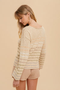 Fine Line Sweater - Taupe Multi