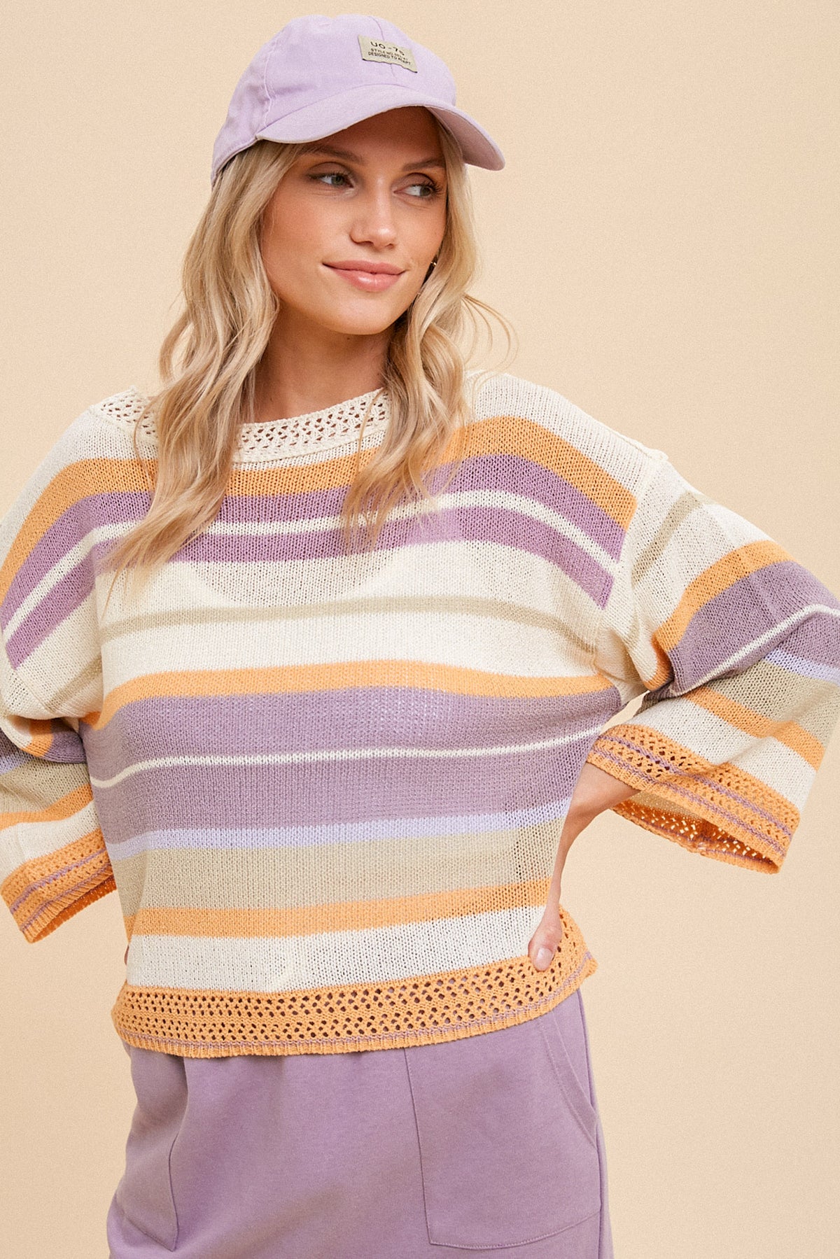 Touch Of Lace Sweater - Lavender Mix