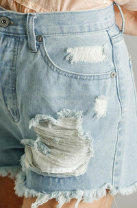 Without A Care Denim Shorts - Light Wash