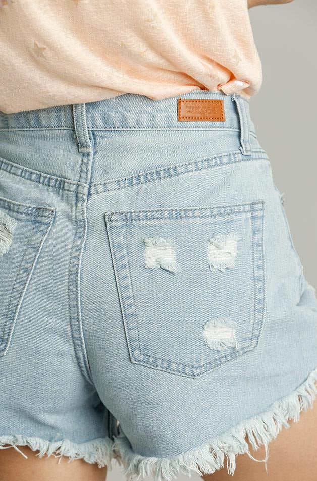 Without A Care Denim Shorts - Light Wash