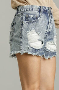 Without A Care Denim Shorts - Dark Wash
