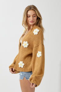 Come Into Bloom Cardigan - Camel