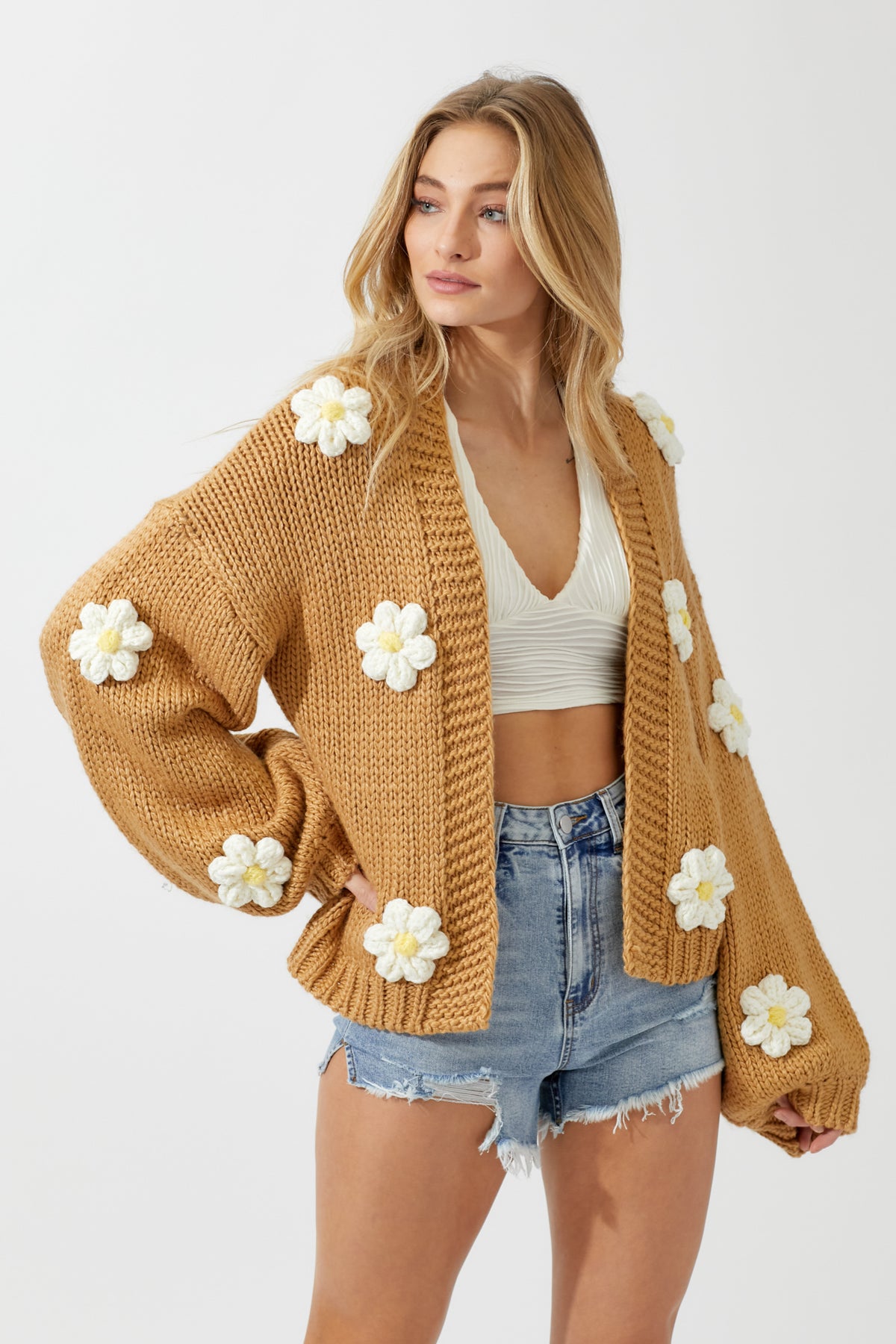 Come Into Bloom Cardigan - Camel