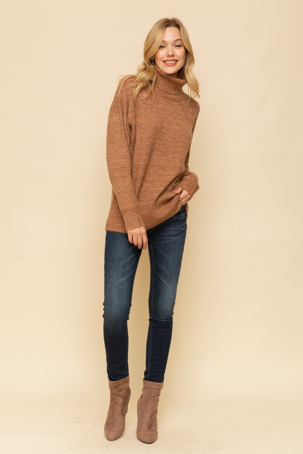 Just Rolling Along Sweater - Raw Sienna