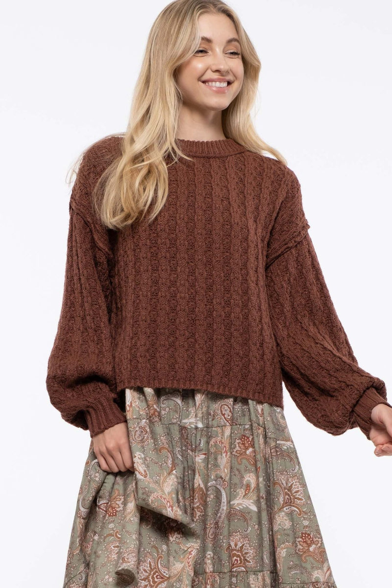 Snuggle By The Fire Sweater - Brick