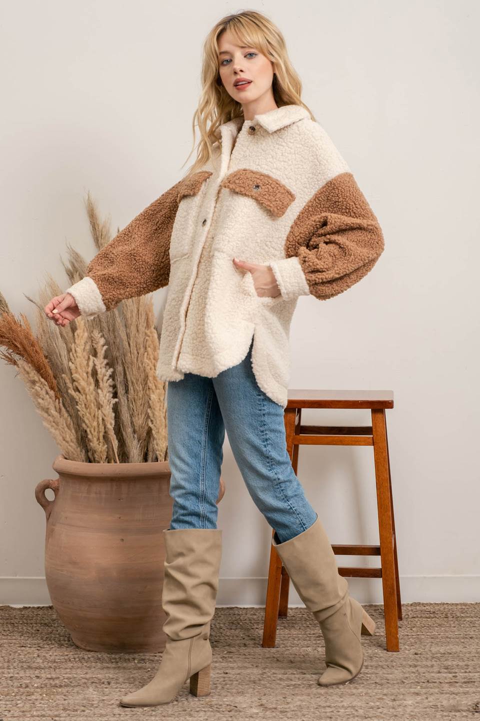 Wild And Woolly Shacket - Cream