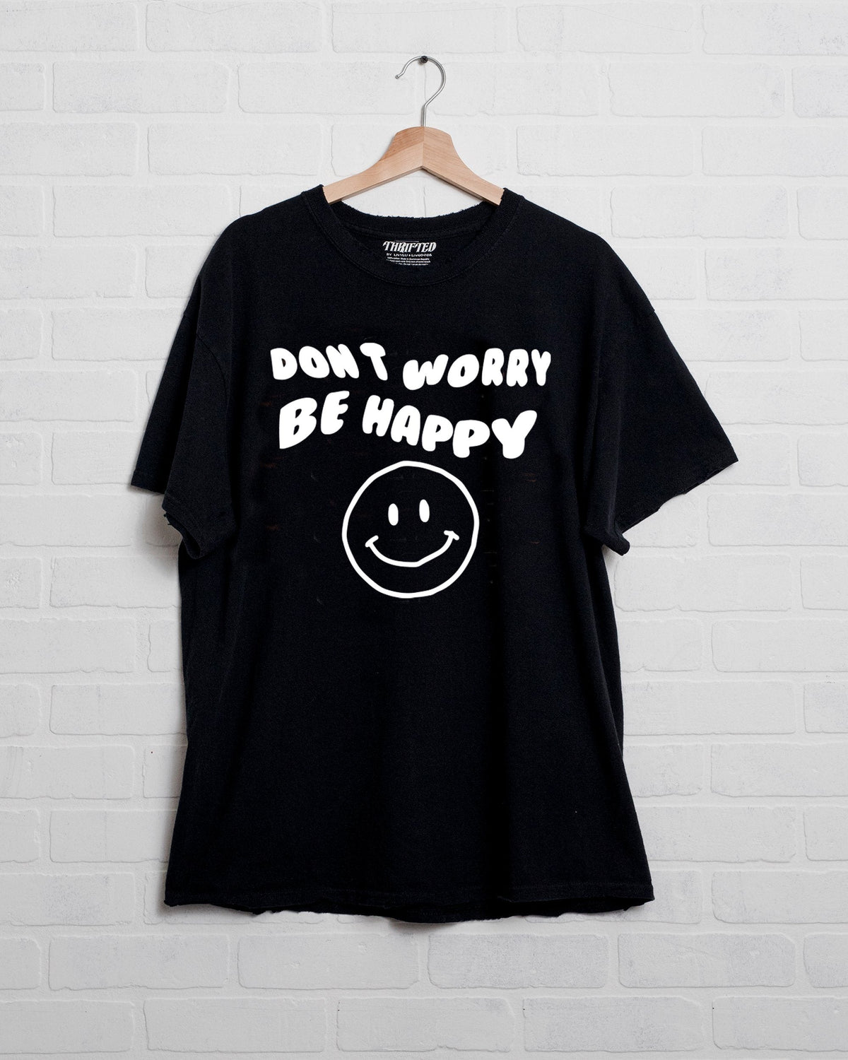 Don't Worry Be Happy Puff Tee - Black