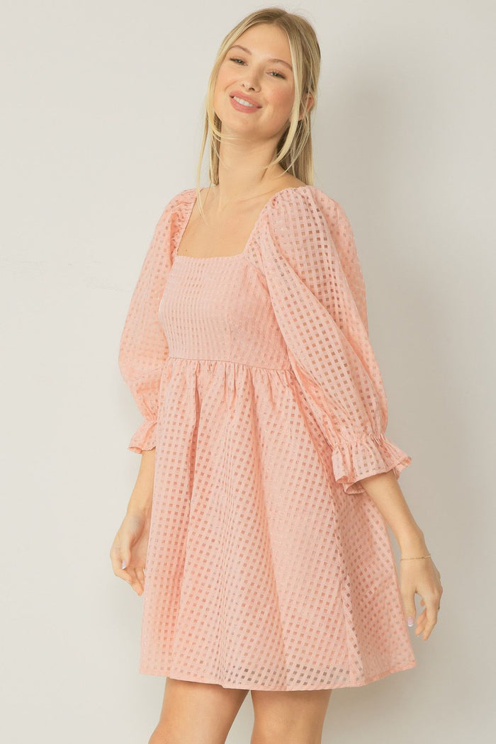 Check All The Boxes Dress - Peach