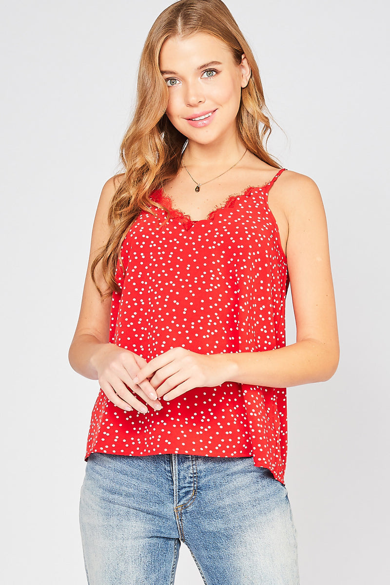 Give It All You Dot Polka Dot Tank - Red