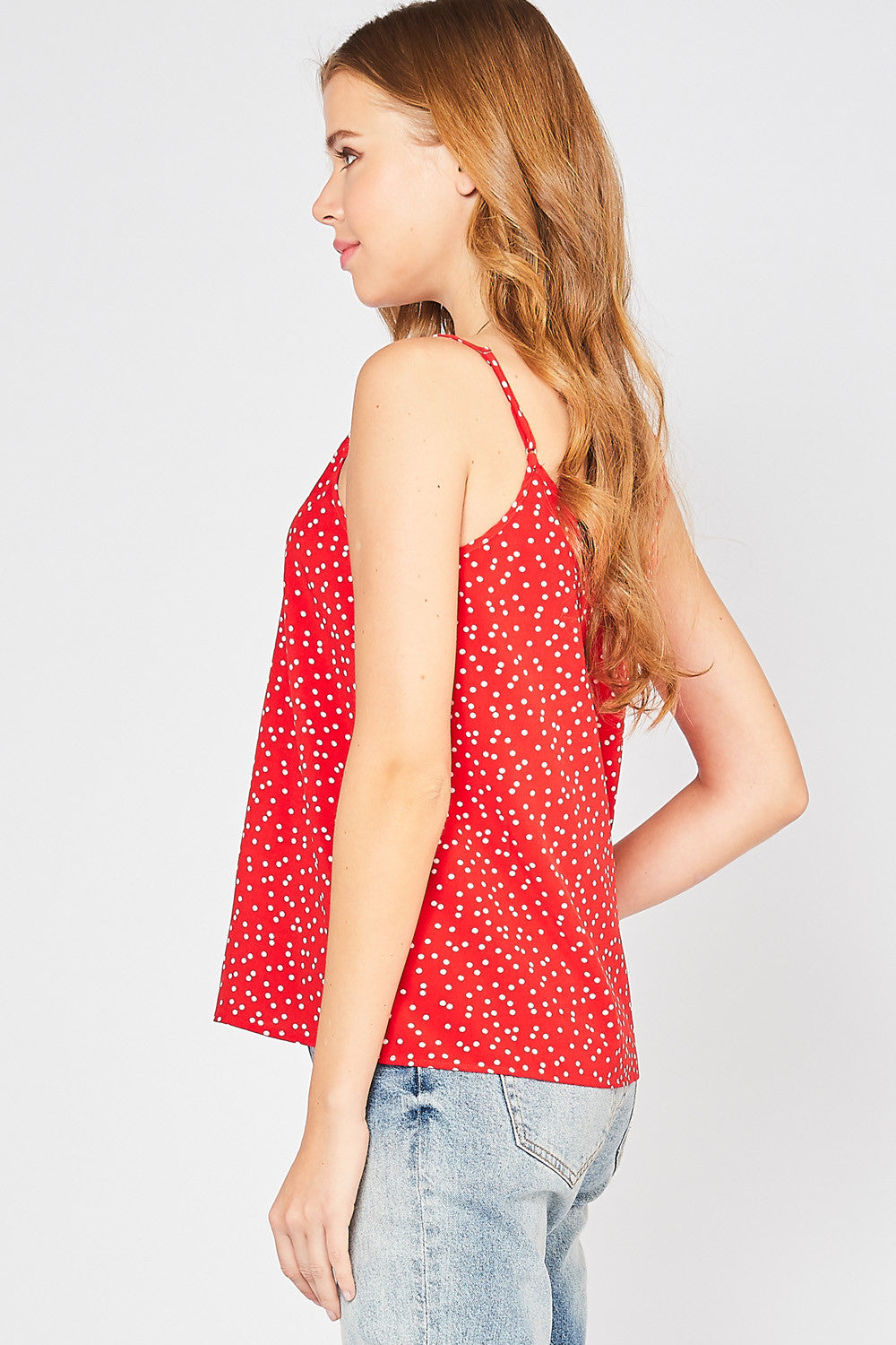 Red polka discount dot tank