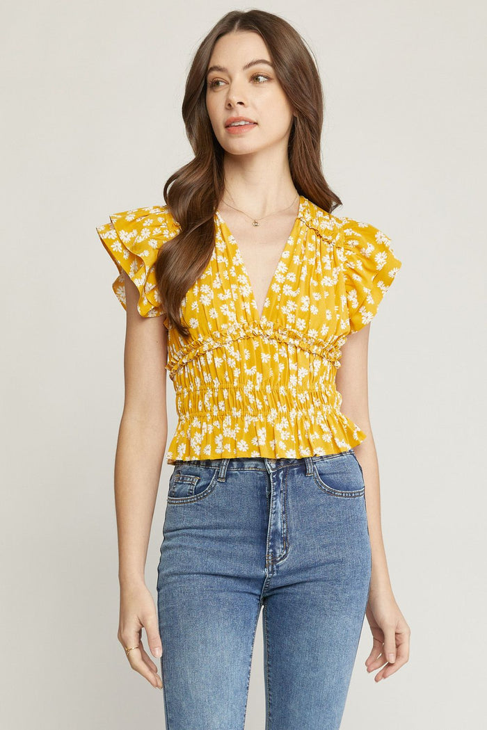 Beauty Of Blooms Top - Gold