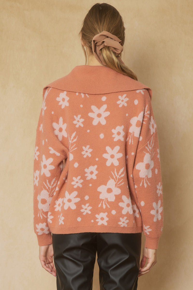 Winter Bloom Sweater - Rust