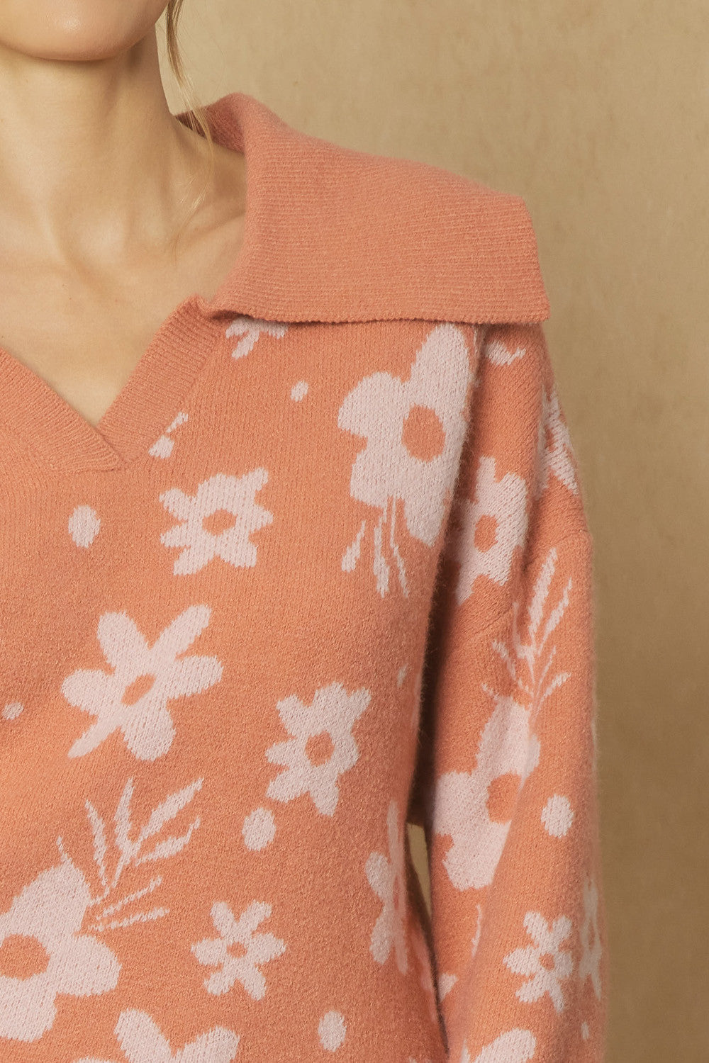 Winter Bloom Sweater - Rust