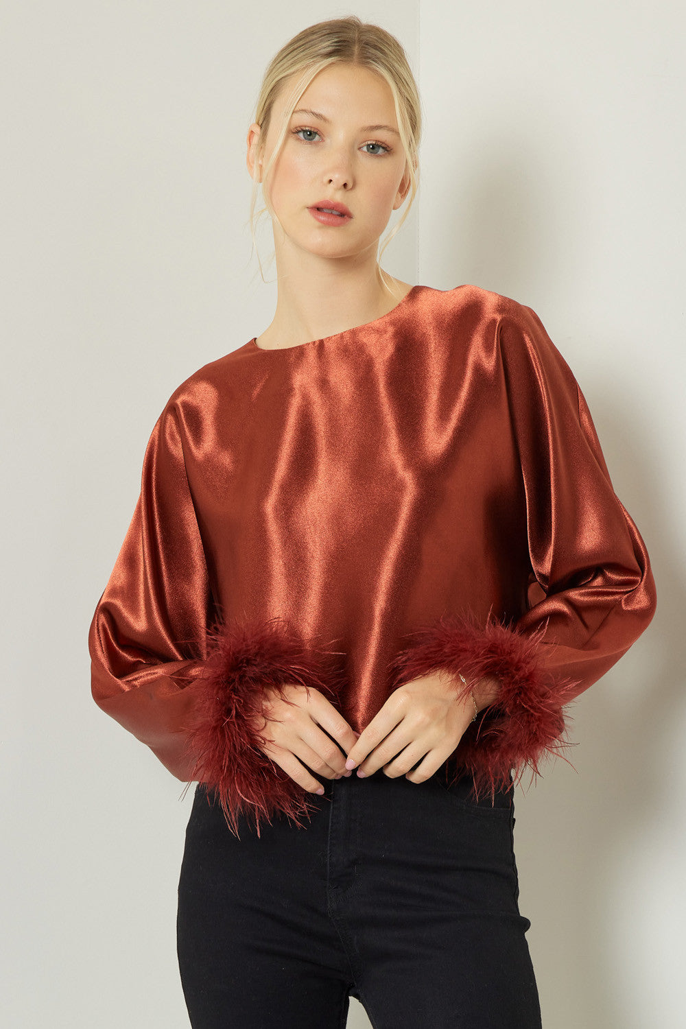 Ruffle Your Feathers Top - Brown