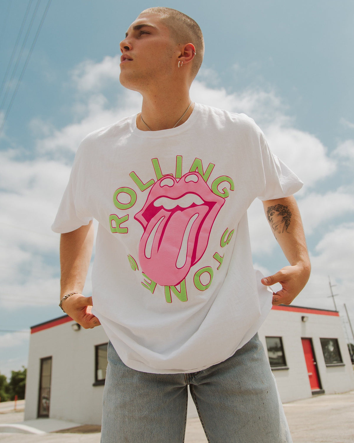 Rolling Stones Classic Lick Puff Tee – Sage in Bloom
