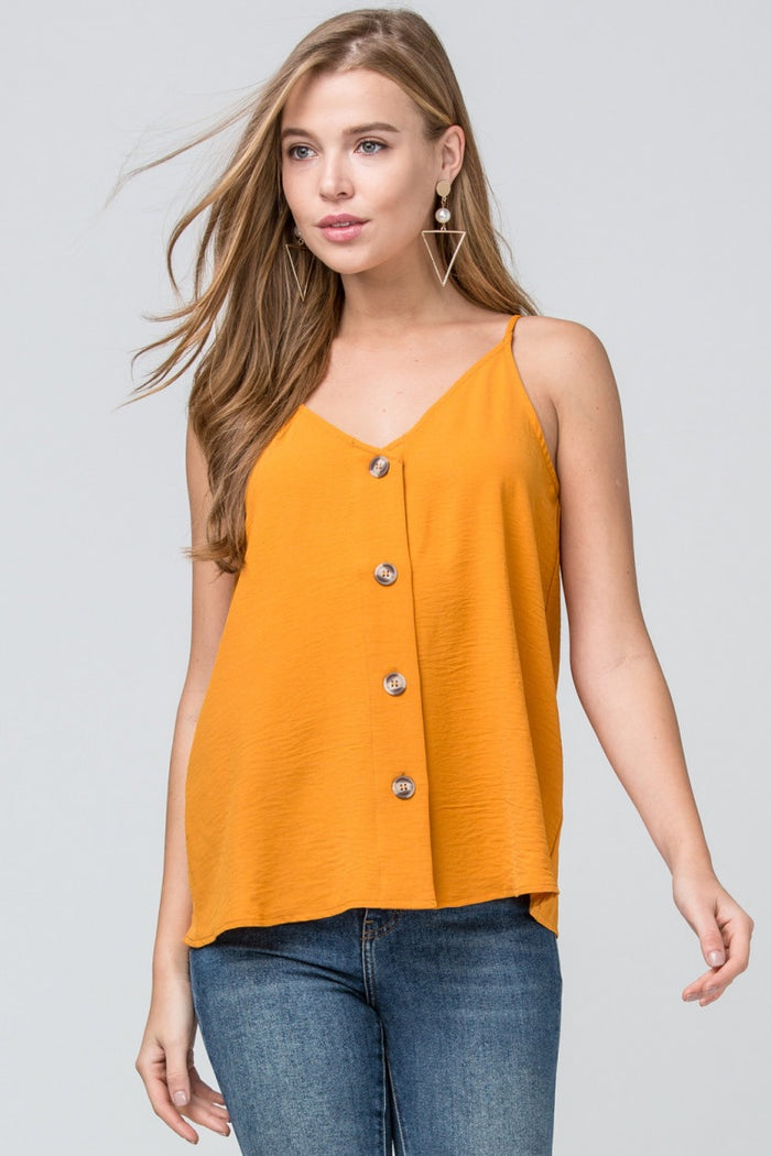 Let's Wine 'Button' Down Tank - Gold