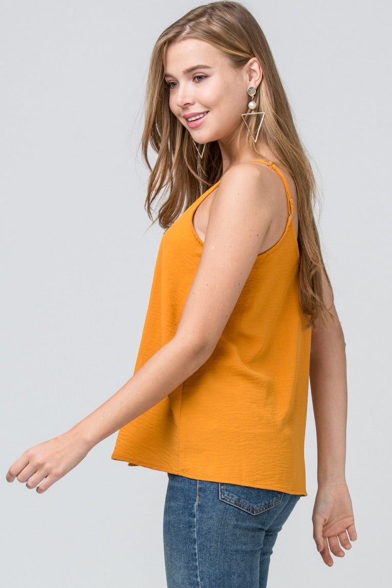 Let's Wine 'Button' Down Tank - Gold